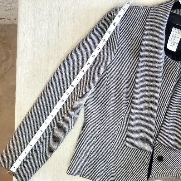 VTG Philippe Adec Wool Striped Cropped Blazer Work Casual Preppy Jacket Sz 4 - Picture 9 of 12